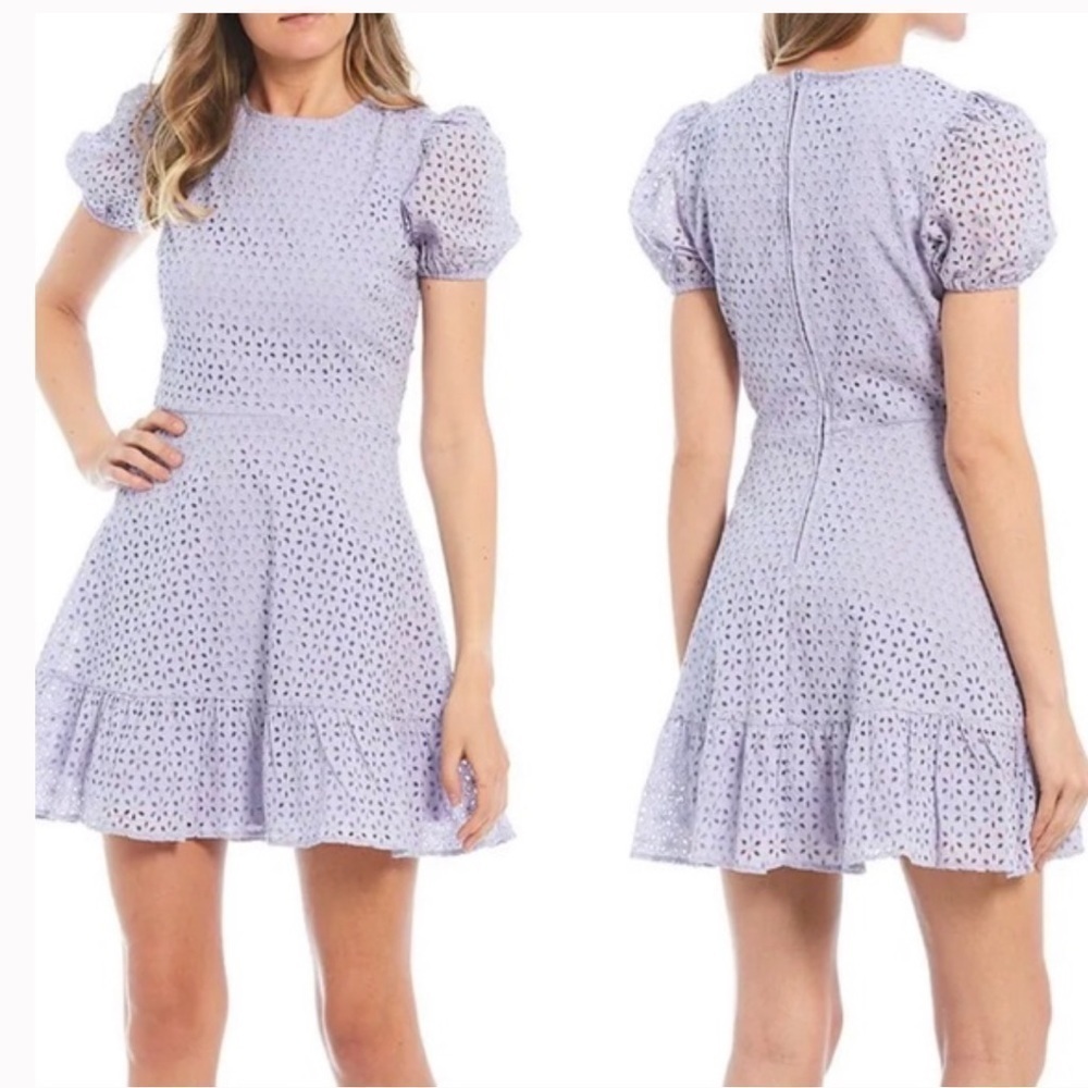 Speechless Lilac Eyelet Puff Sleeve Mini Dress Size XL
